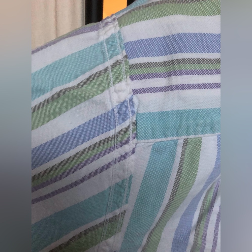 LL Bean Striped Colorful Summer Pastel Striped Shirt Short Sleeve - Picture 2 of 10